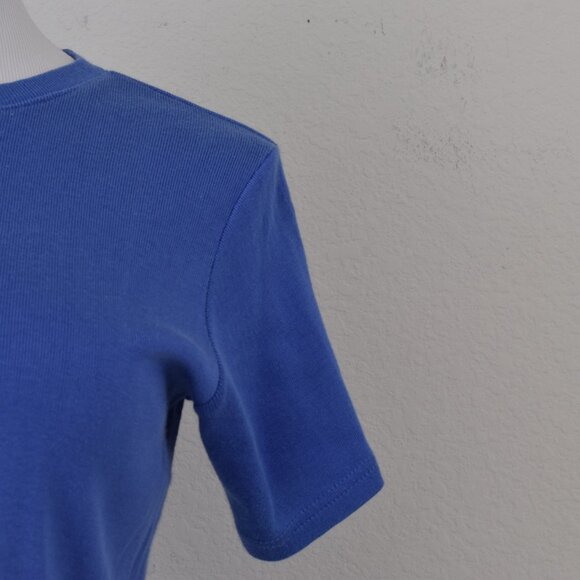 Vintage 90s Blue Cotton/Rayon Scoop Neck Tee |‎ size L - Picture 6 of 9